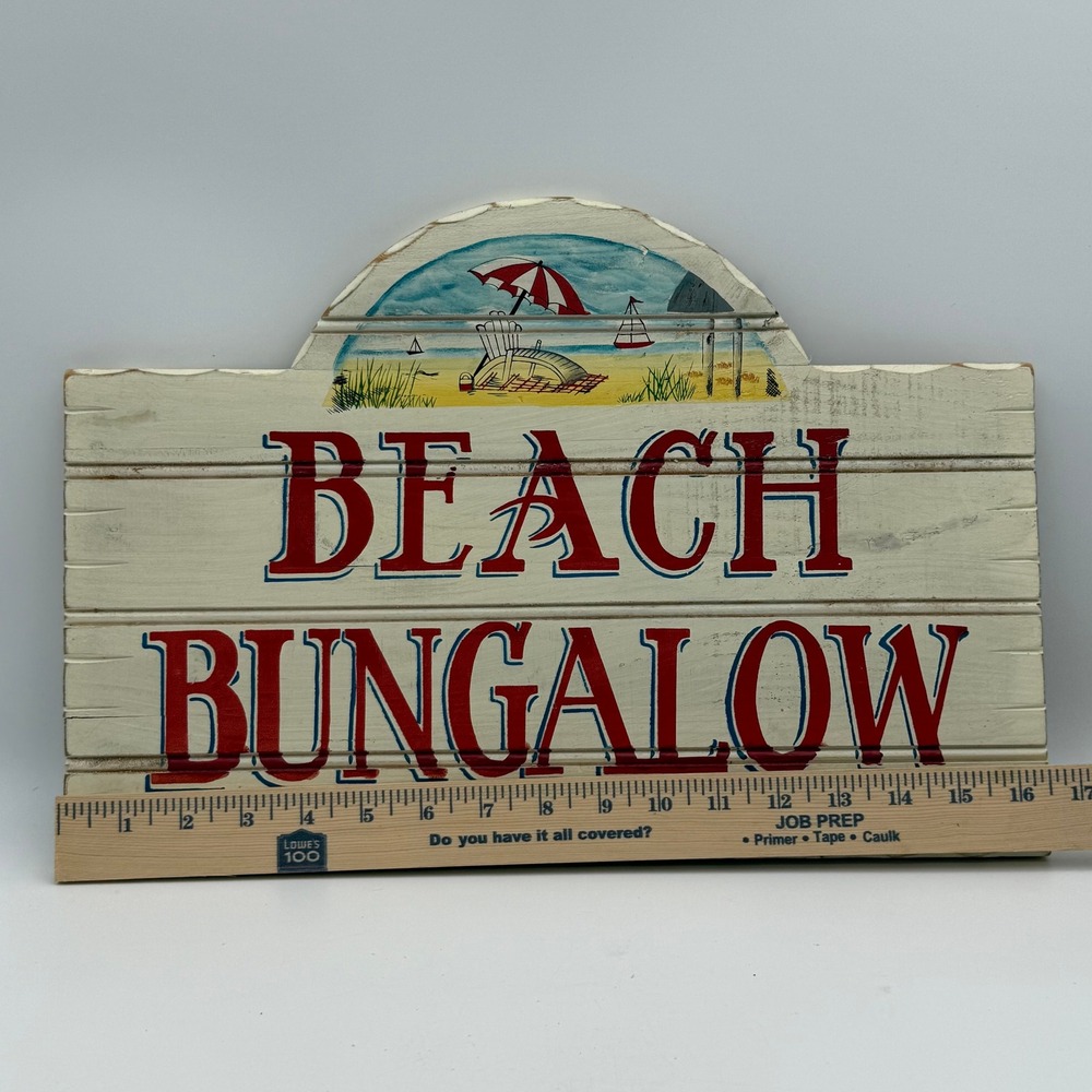 Benn Zaricor Beach Bungalow Wooden Sign Rustic Coastal Wall Decor Hand Painted